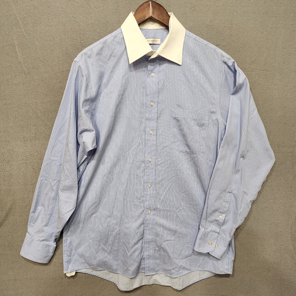 Joseph Abboud Non Iron Mens Blue Stripe Long Sleeve‎ Button Up Shirt Size XL